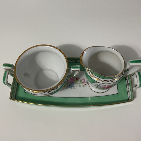 VTG Noritake Trio with Creamer Sugar Bowl Tray with  pastel flowers - Picture 3 of 9